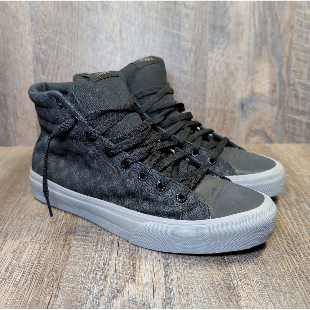 STRAYE Venice Black Grey Middle Finger High Top Skateboarding Sneakers Mens 10